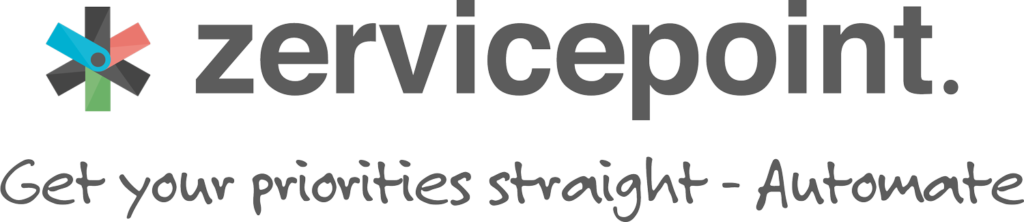 Zervicepoint logo with tagline: Get your priorities straight - Automate