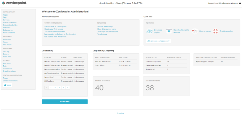 Redesign Zervicepoint admin web