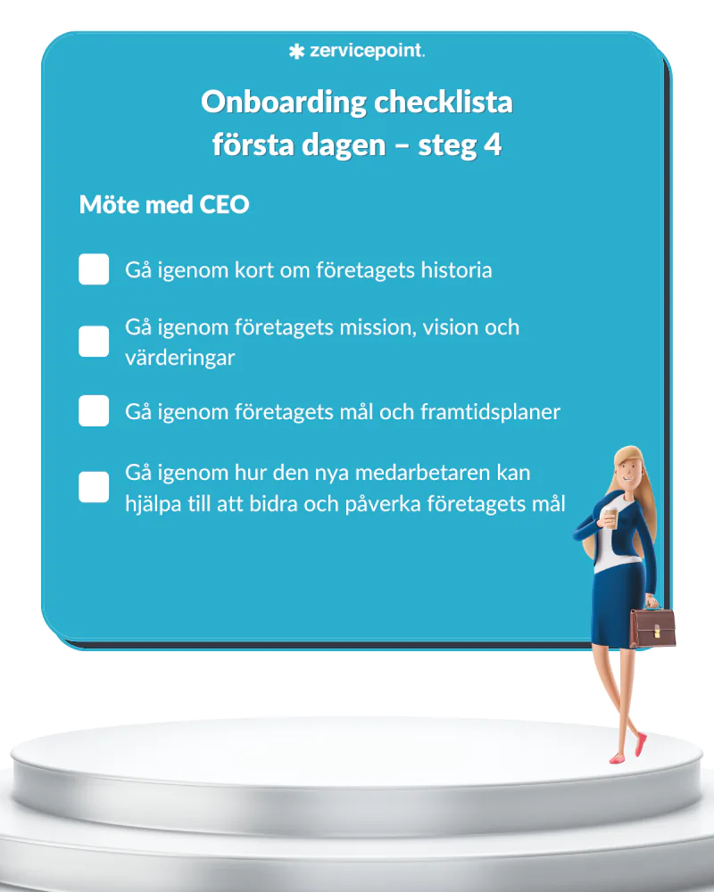 Onboarding checklista - möte med CEO